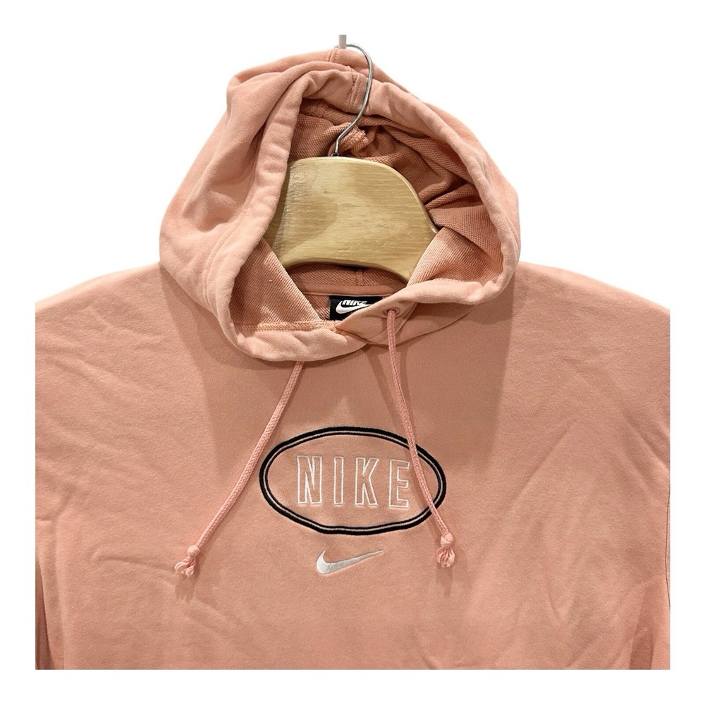 Nike Womens XL Sportswear Varsity French Terry Hoodie Coral Rare Center Logo